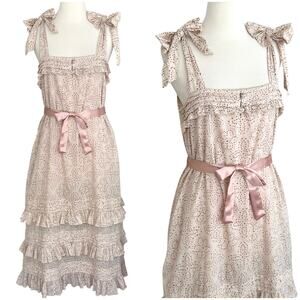 Cleobella Pink and Cream Midi Dress
